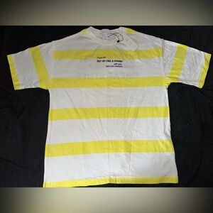 Zara Boys Short Sleeve Top Yellow and White Striped T-Shirt